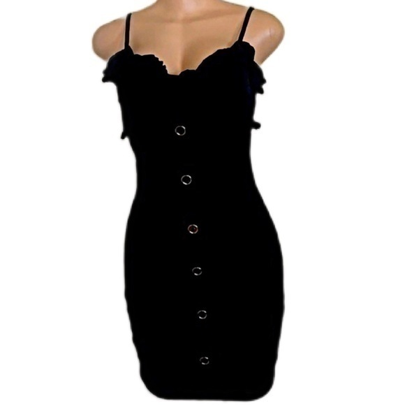 Form fitting ribbed tank style dress with button detailing